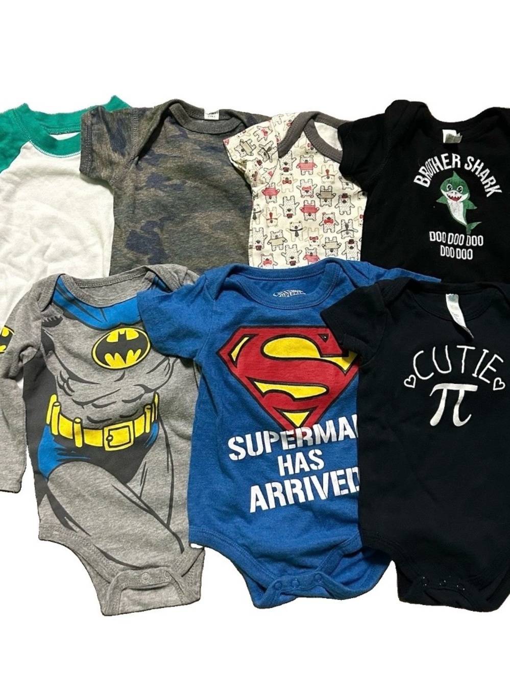 Baby Short Sleeve Bodysuits Superman Batman Size 3-6 Months